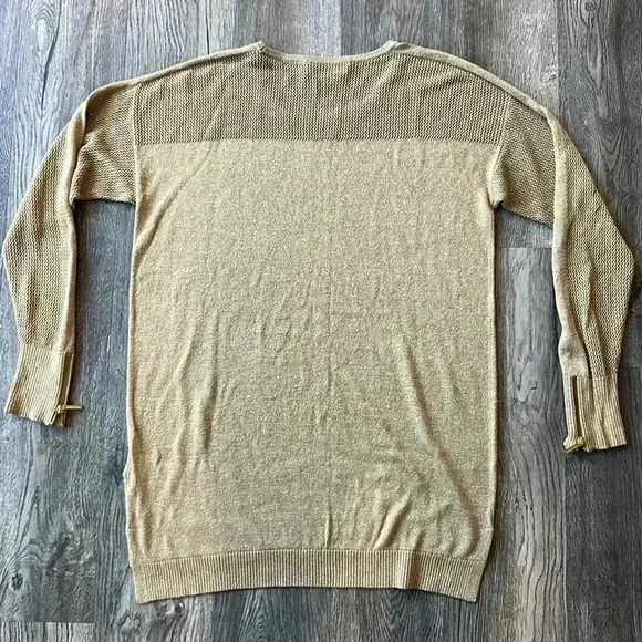 Michael Kors Sweater Gold Pullover Tunic Sweater Long Sleeve Size Extra Large - Picture 7 of 7